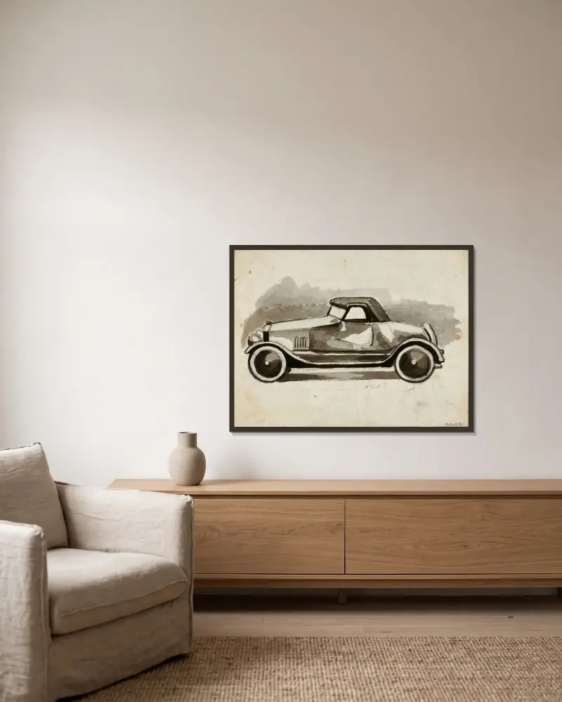 Roadster von Carl Newman gerahmt an einer Wand
