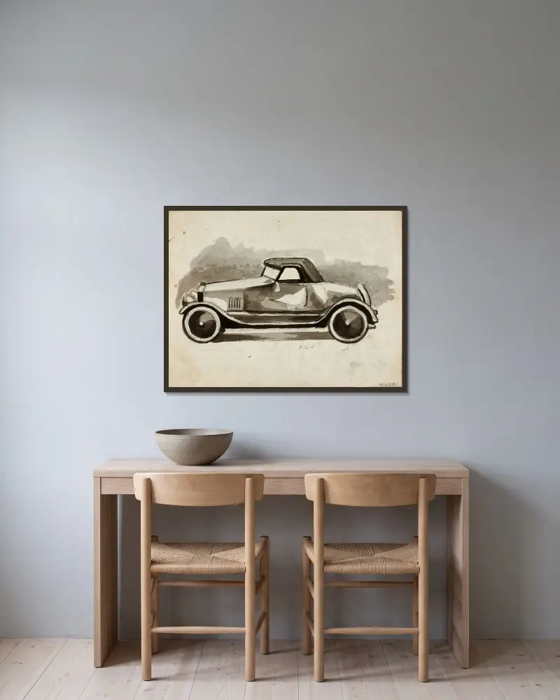 Roadster von Carl Newman gerahmt an einer Wand