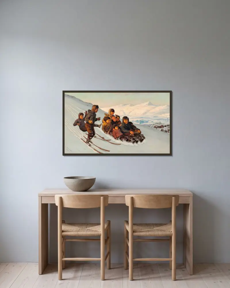 Wintertime in Greenland av Carl Rasmussen inramad på en vägg