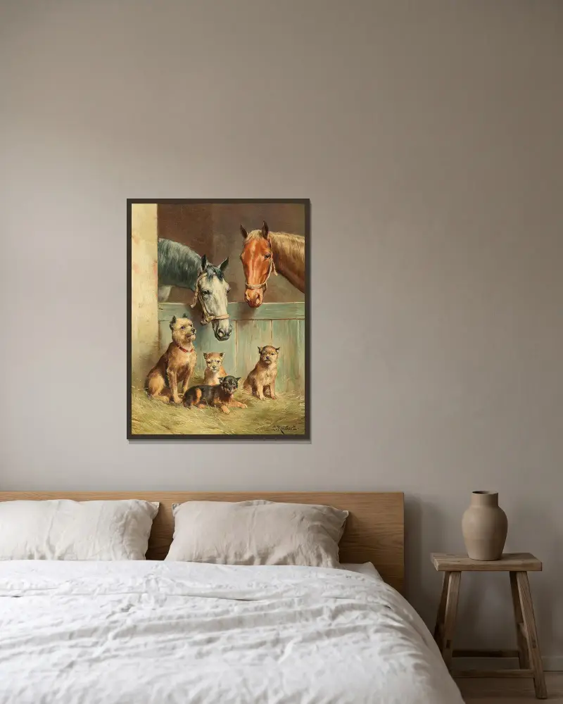Animal Friendship av Carl Reichert inramad på en vägg
