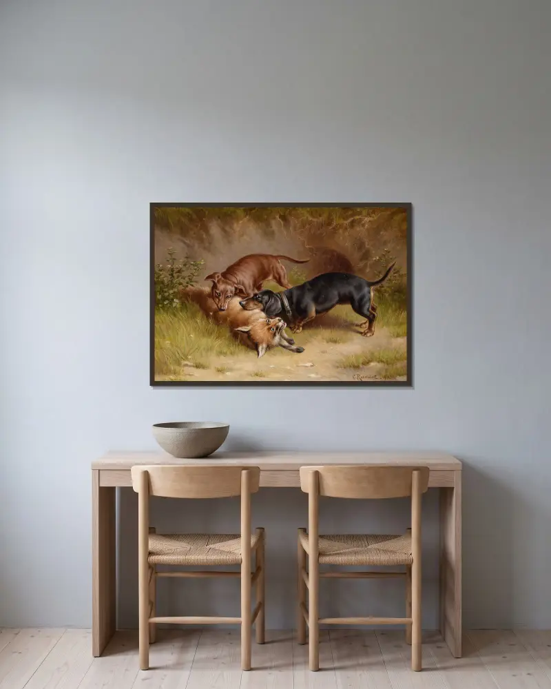 Jagdbeute von Carl Reichert gerahmt an einer Wand