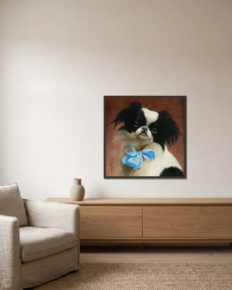 Japanese Chin av Carl Reichert inramad på en vägg
