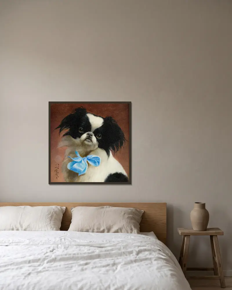 Japanese Chin av Carl Reichert inramad på en vägg