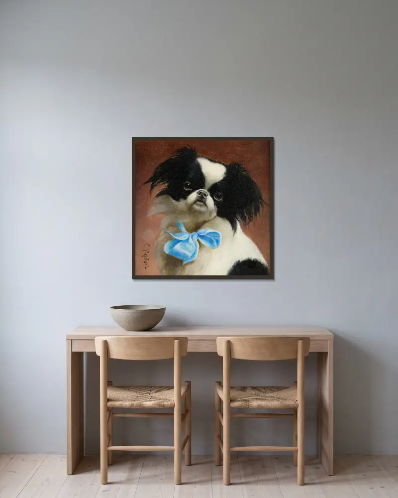 Japanese Chin av Carl Reichert inramad på en vägg