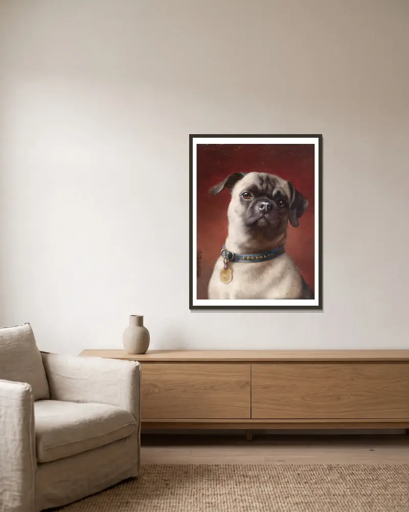 Mops, Carl Reichert v rámu na stěně