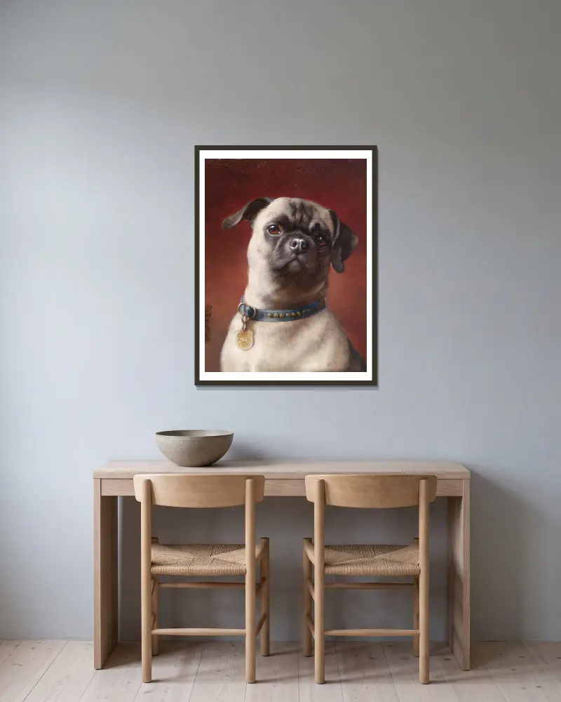 Mops, Carl Reichert v rámu na stěně