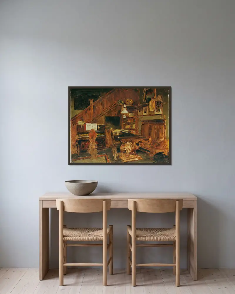 Atelier des Künstlers in Venedig av Carl Schuch inramad på en vägg