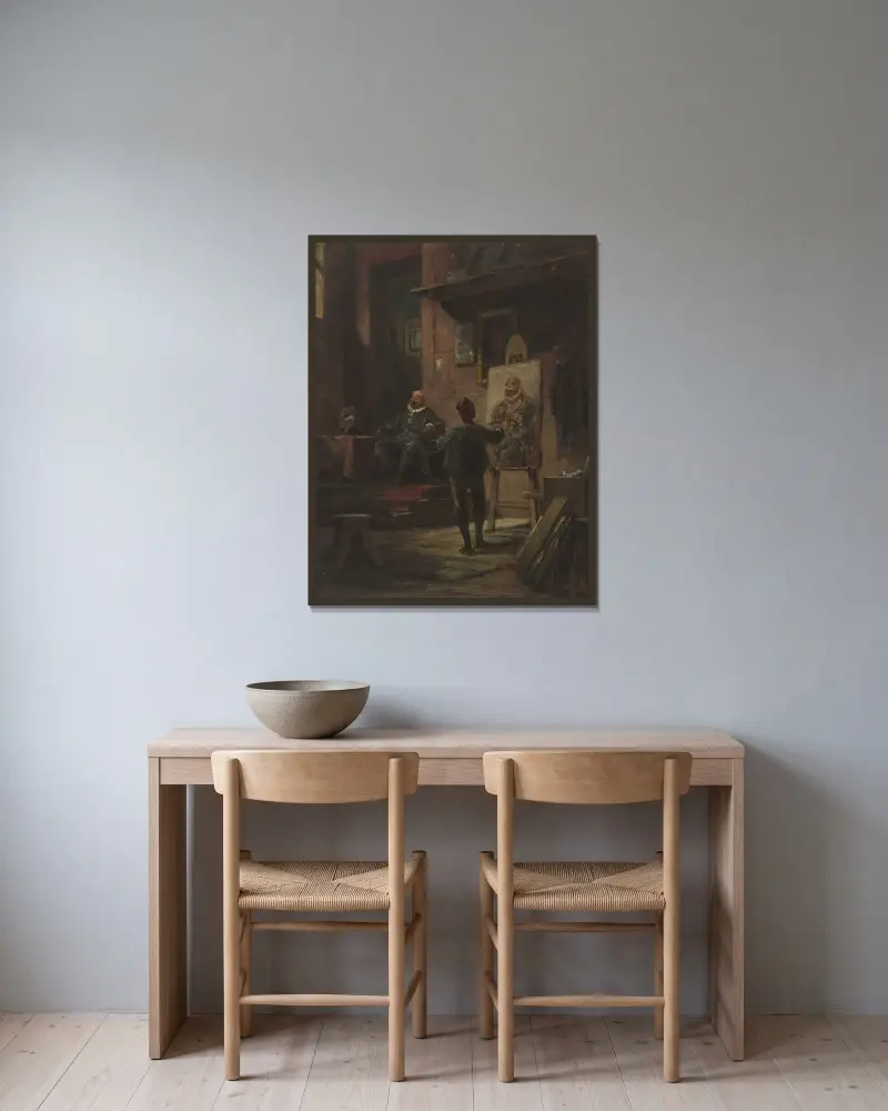 Der Maler von Carl Spitzweg gerahmt an einer Wand