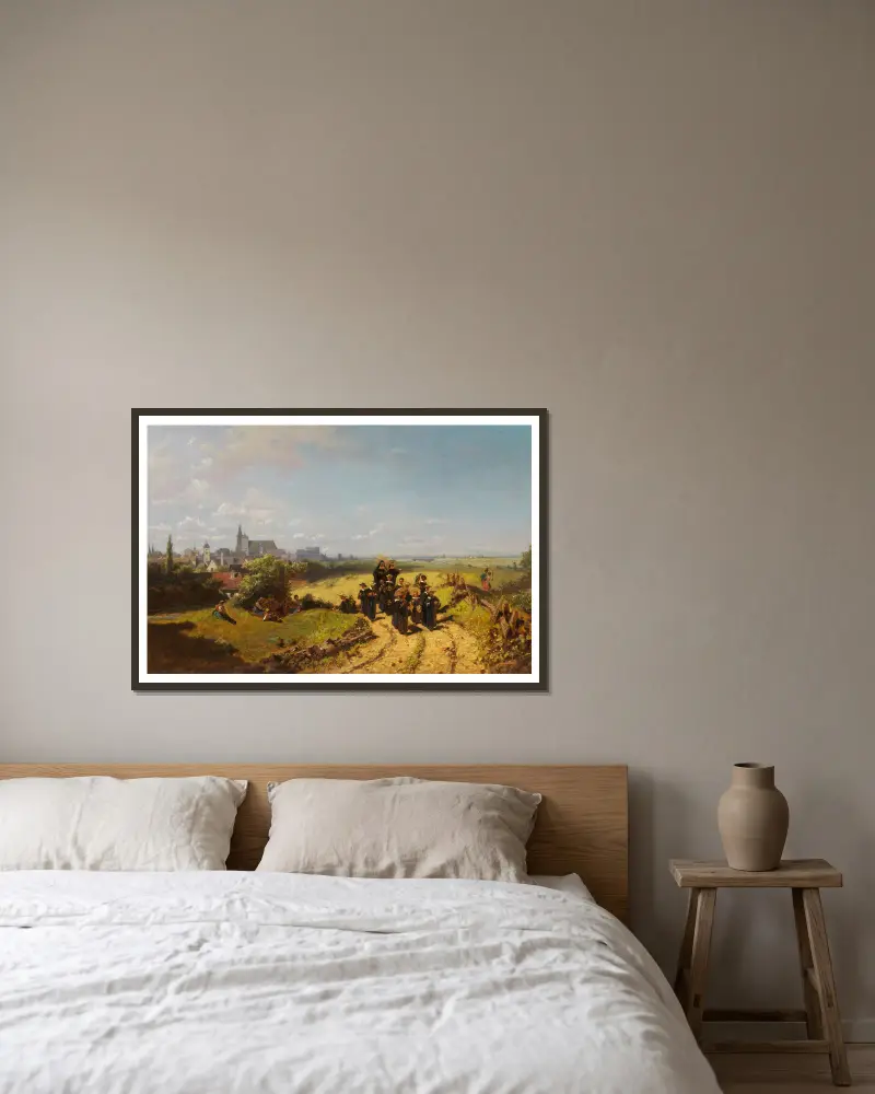 Institutsspaziergang von Carl Spitzweg gerahmt an einer Wand