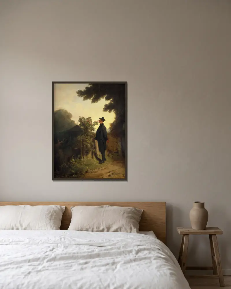 Der Rosenliebhaber von Carl Spitzweg gerahmt an einer Wand