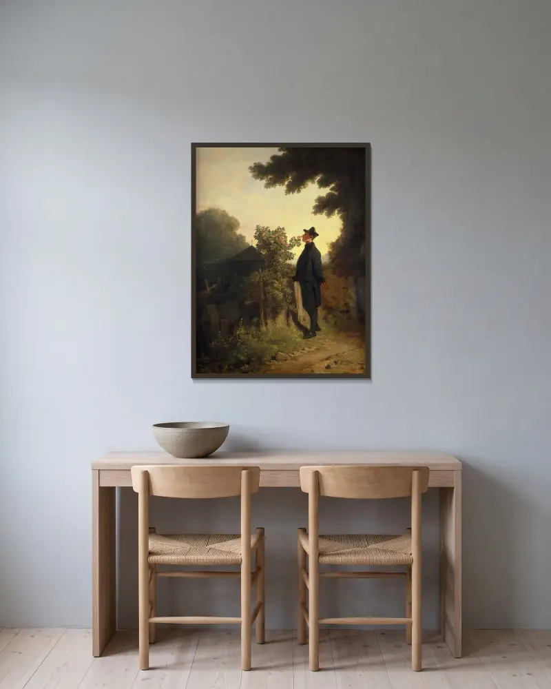 Der Rosenliebhaber von Carl Spitzweg gerahmt an einer Wand