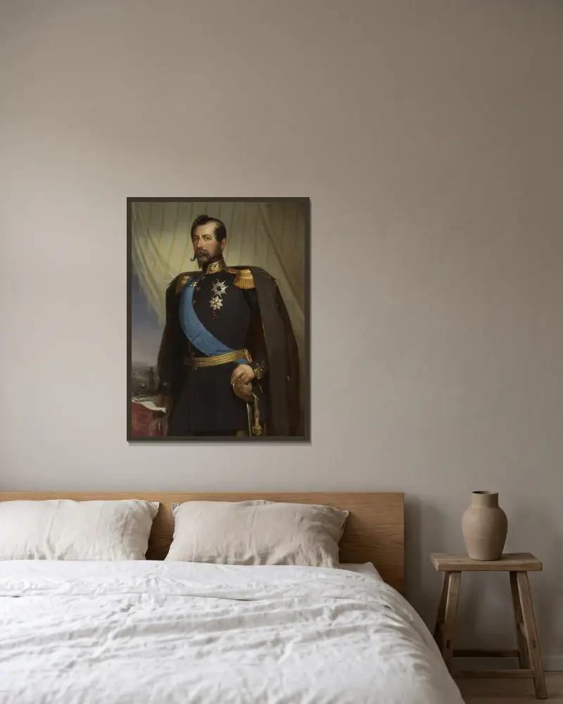 Oskar I, 1799-1859, King of Sweden and Norway av Carl Staaff inramad på en vägg