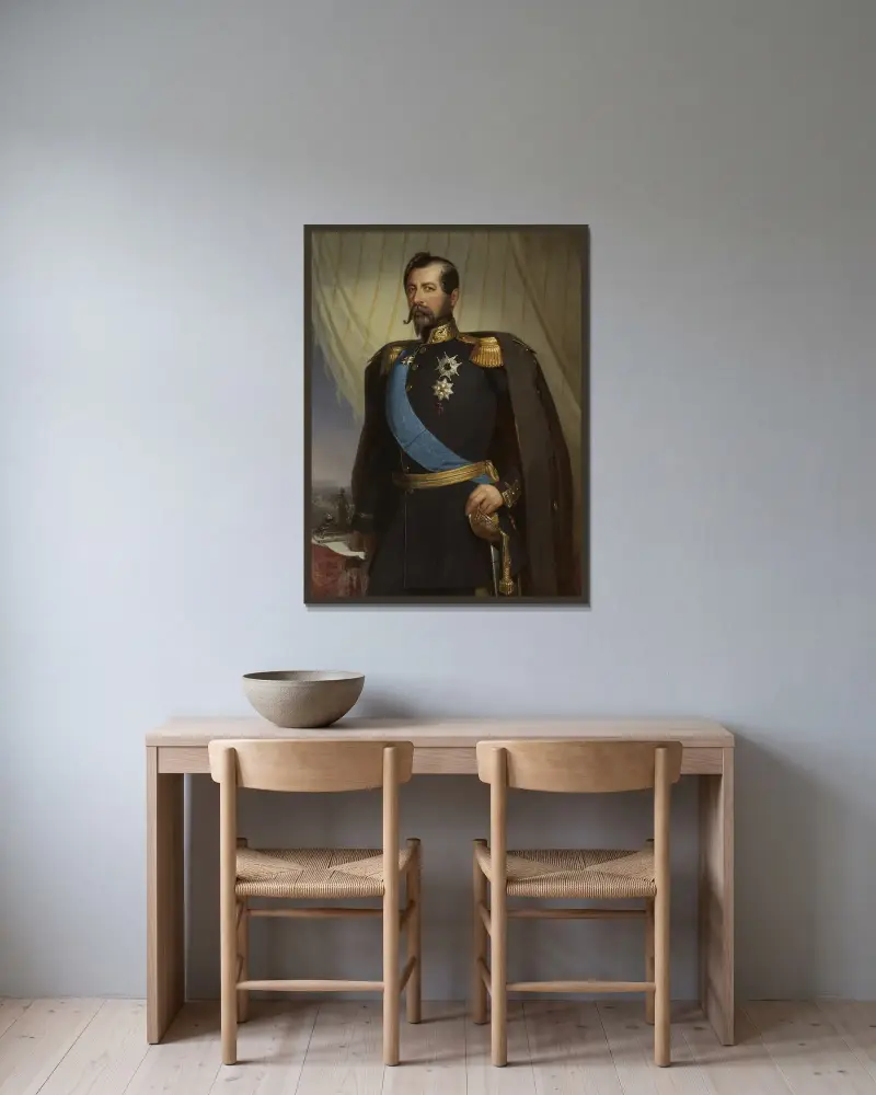 Oskar I, 1799-1859, King of Sweden and Norway av Carl Staaff inramad på en vägg