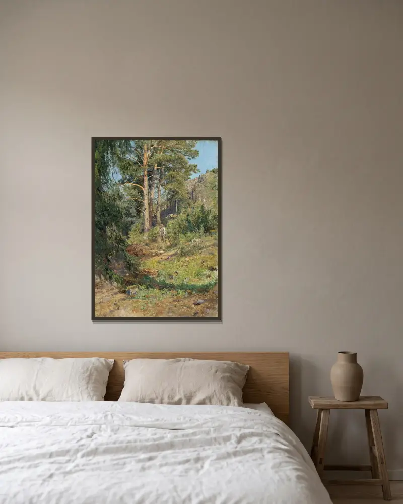 Kiefernwald bei Skutudden von Carl Trägårdh gerahmt an einer Wand