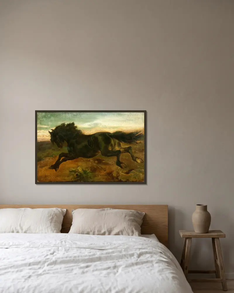 Galloping Horse av Carl Wahlbom inramad på en vägg