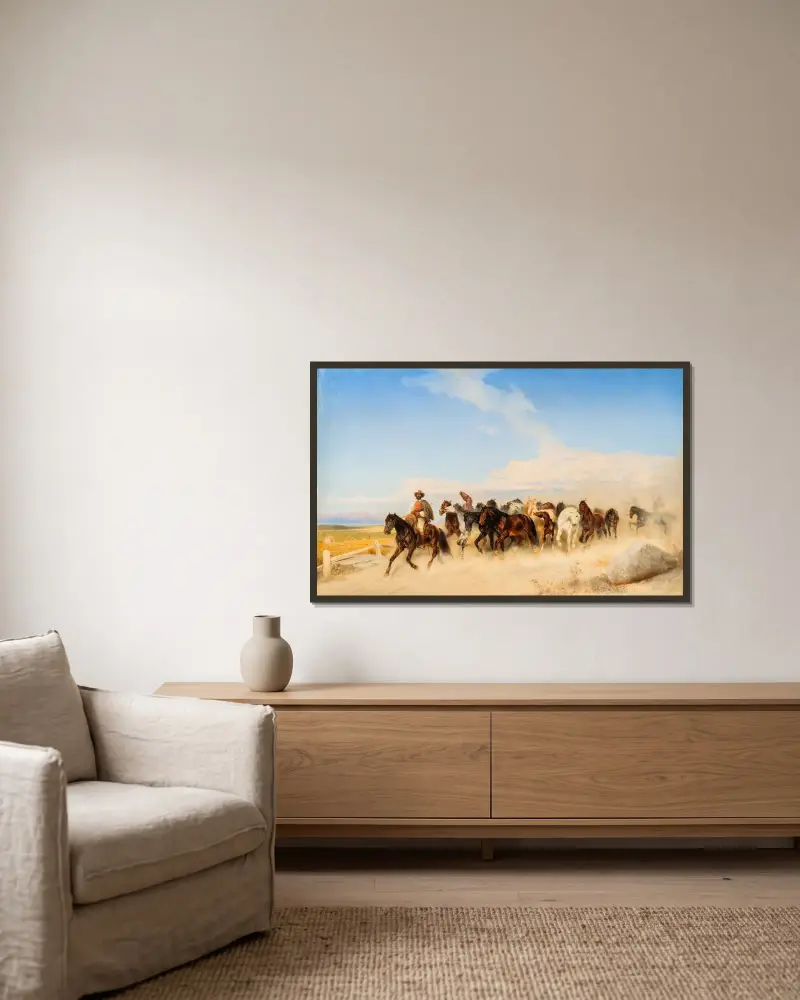 Horses at the Campagna av Carl Wahlbom inramad på en vägg