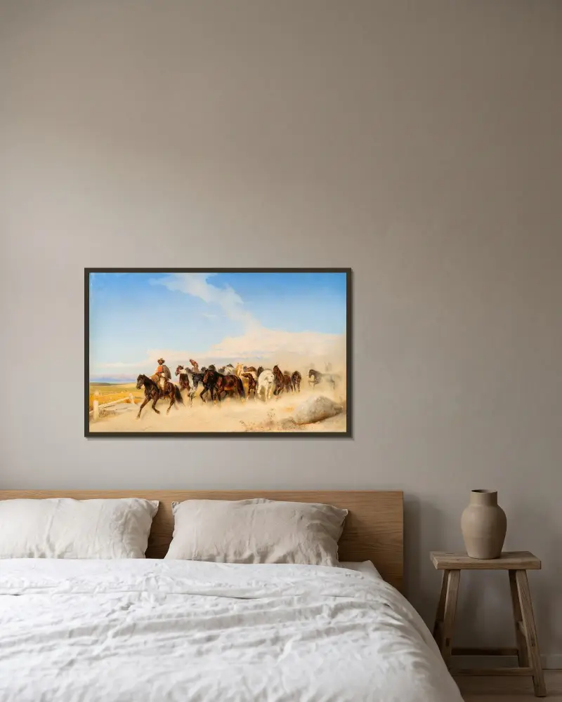 Horses at the Campagna av Carl Wahlbom inramad på en vägg