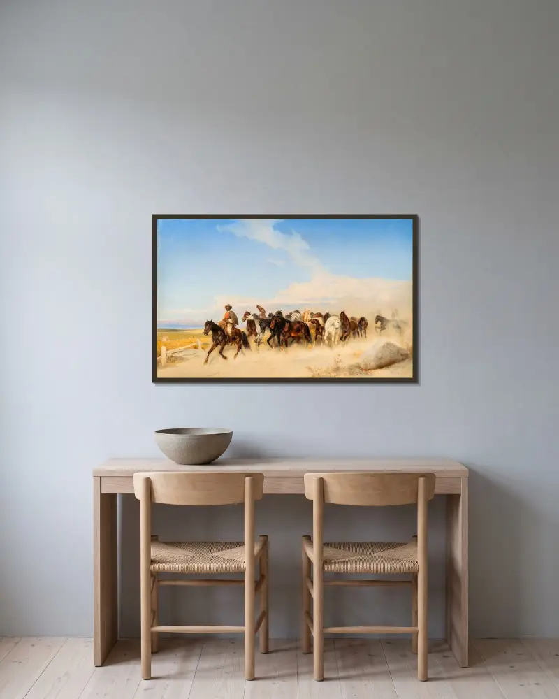 Horses at the Campagna av Carl Wahlbom inramad på en vägg