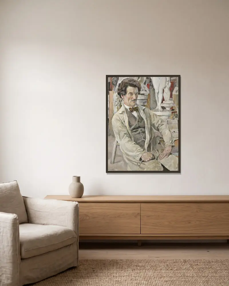Carl Eldh, 1873-1954, artist av Carl Wilhelmson inramad på en vägg