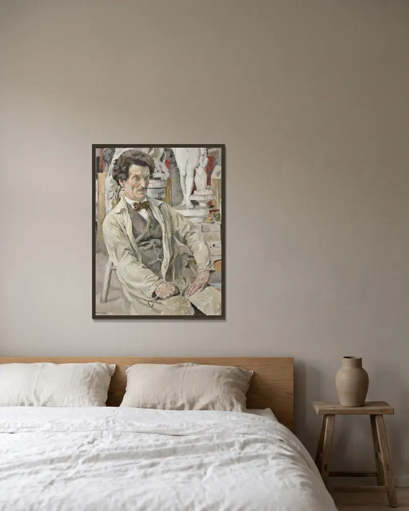 Carl Eldh, 1873-1954, artist av Carl Wilhelmson inramad på en vägg