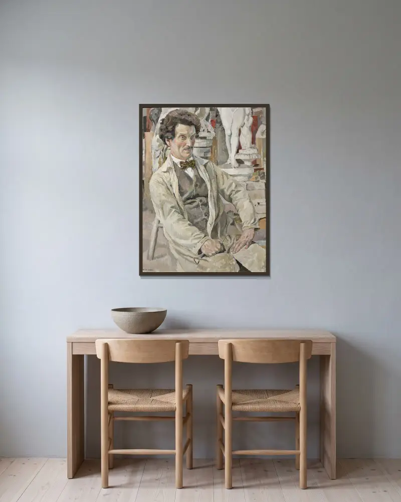 Carl Eldh, 1873-1954, artist av Carl Wilhelmson inramad på en vägg