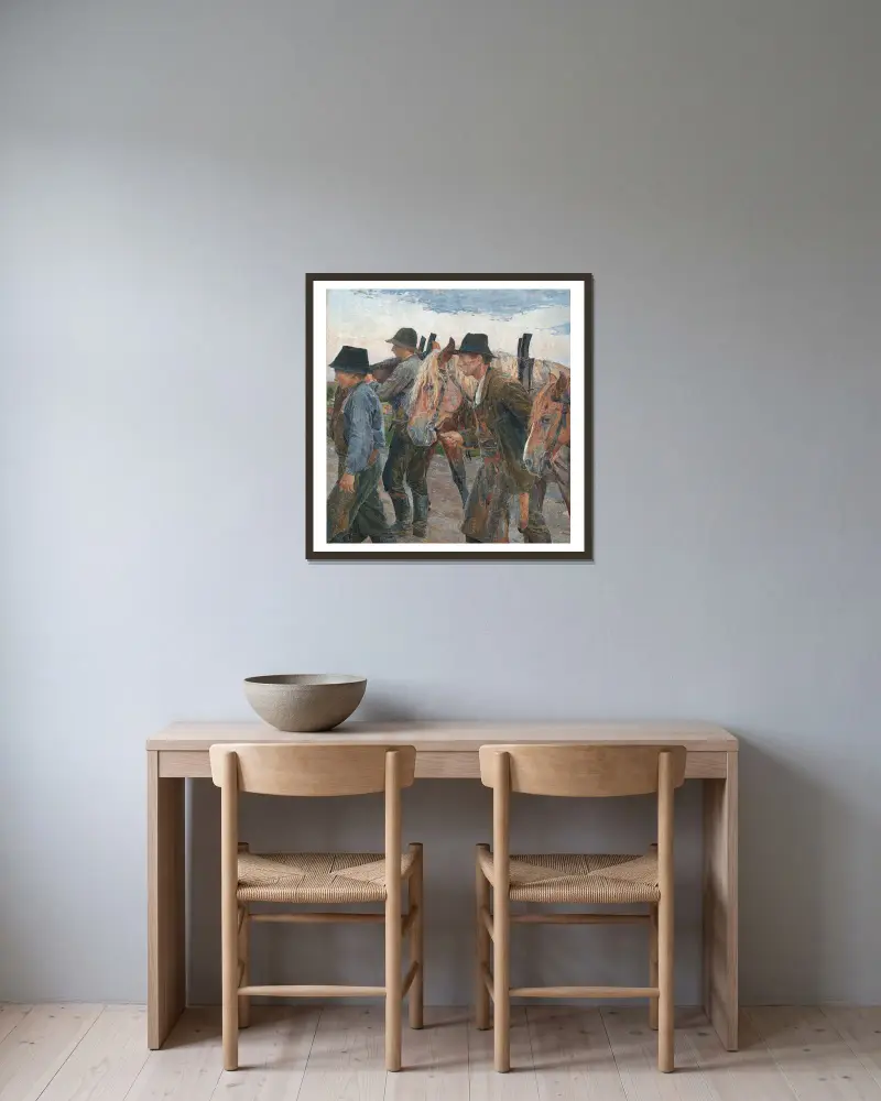 Åkerbrukare från Uppland av Carl Wilhelmson inramad på en vägg