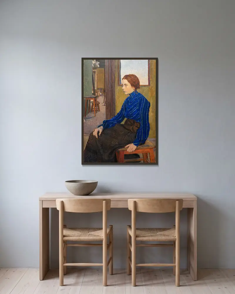 Girl in Blue, 1904 av Carl Wilhelmson inramad på en vägg