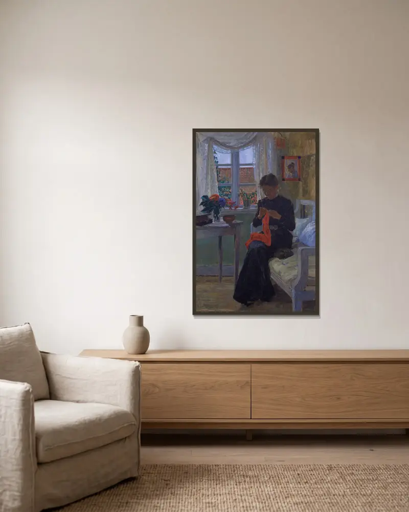 Wnętrze z Bohuslän, Carl Wilhelmson w ramie na ścianie