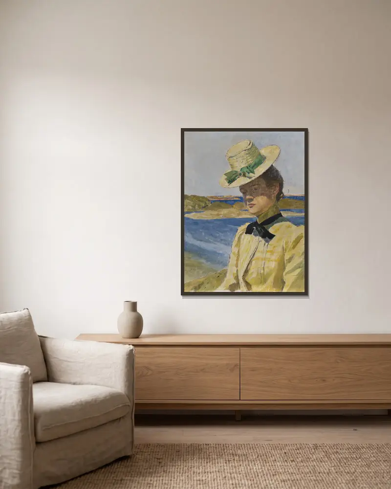 Miss Agnes Cleve av Carl Wilhelmson inramad på en vägg