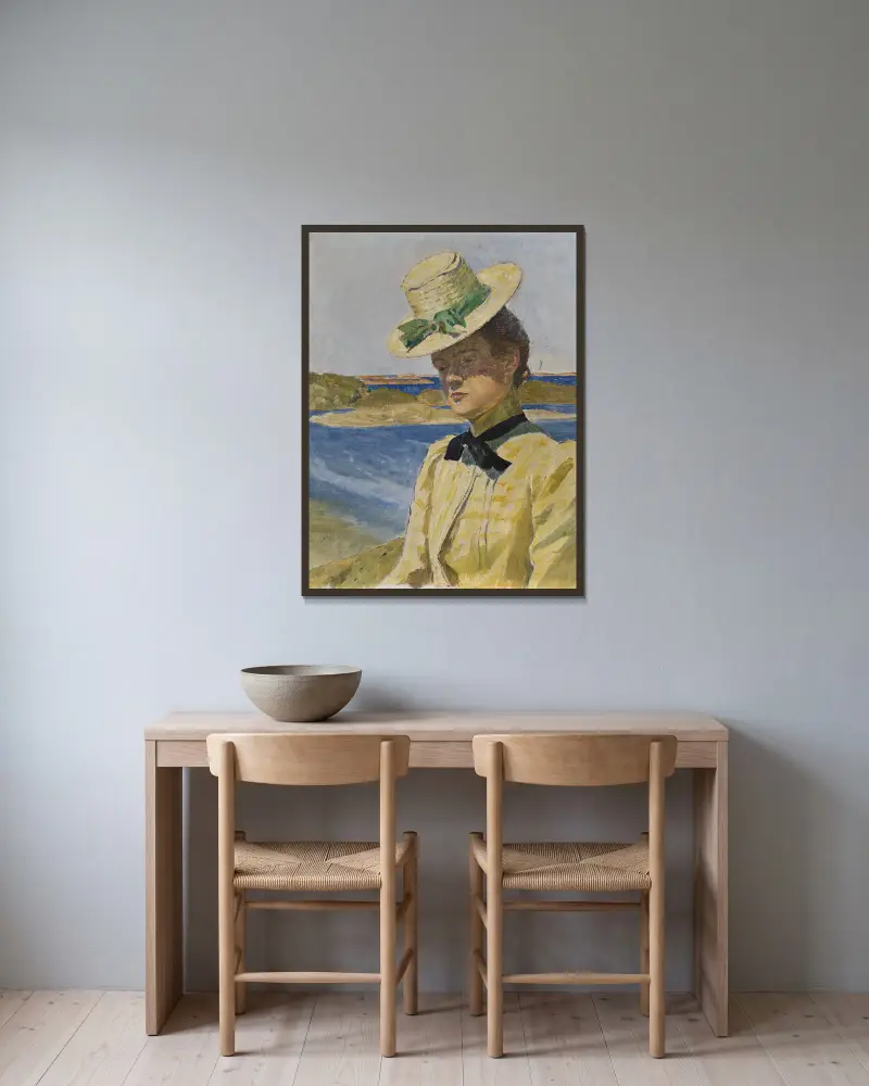 Miss Agnes Cleve av Carl Wilhelmson inramad på en vägg