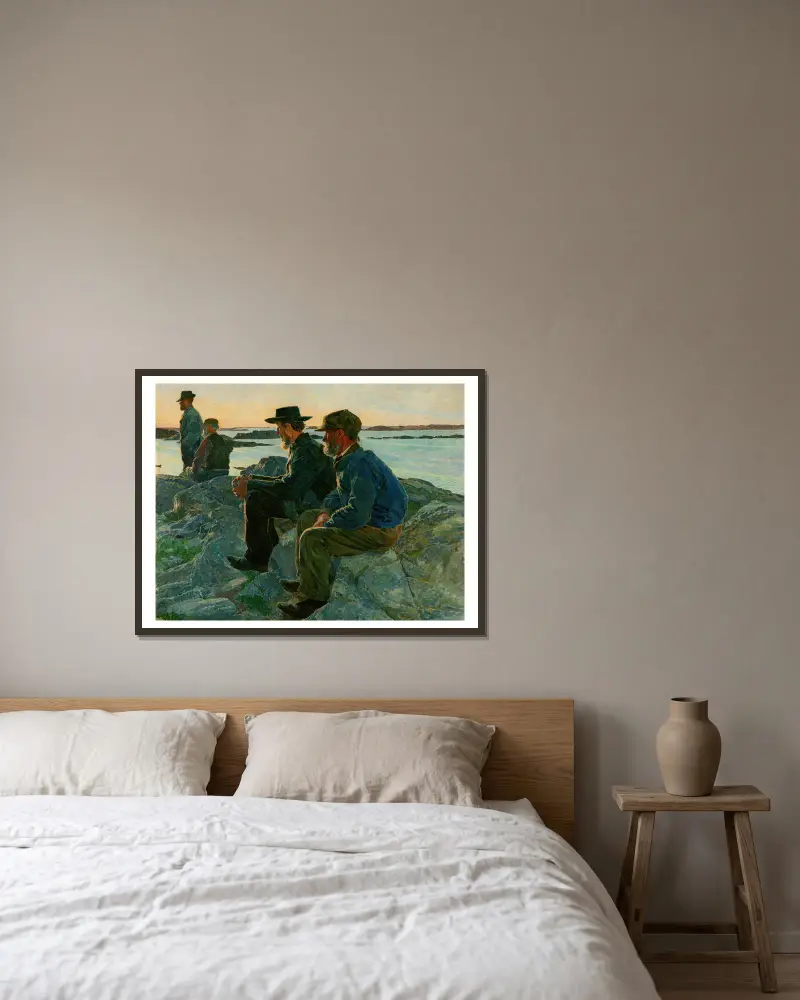 On the Rocks, Fiskebäckskil av Carl Wilhelmson inramad på en vägg