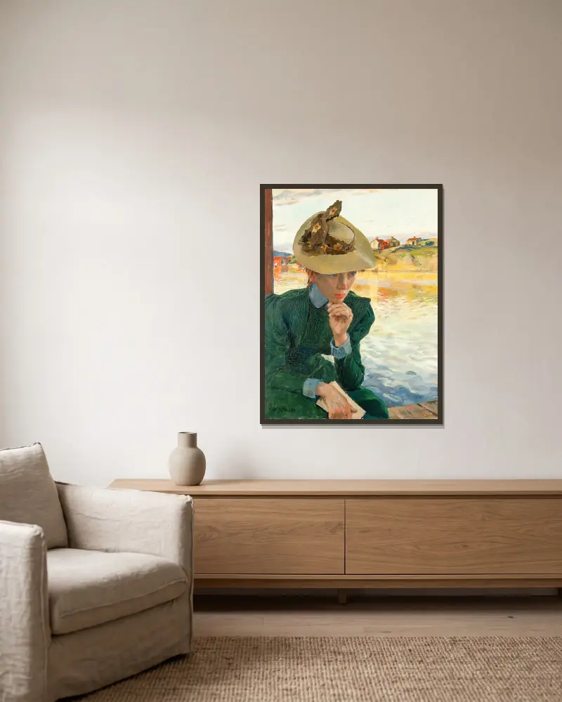 Scen från den svenska västkusten av Carl Wilhelmson inramad på en vägg