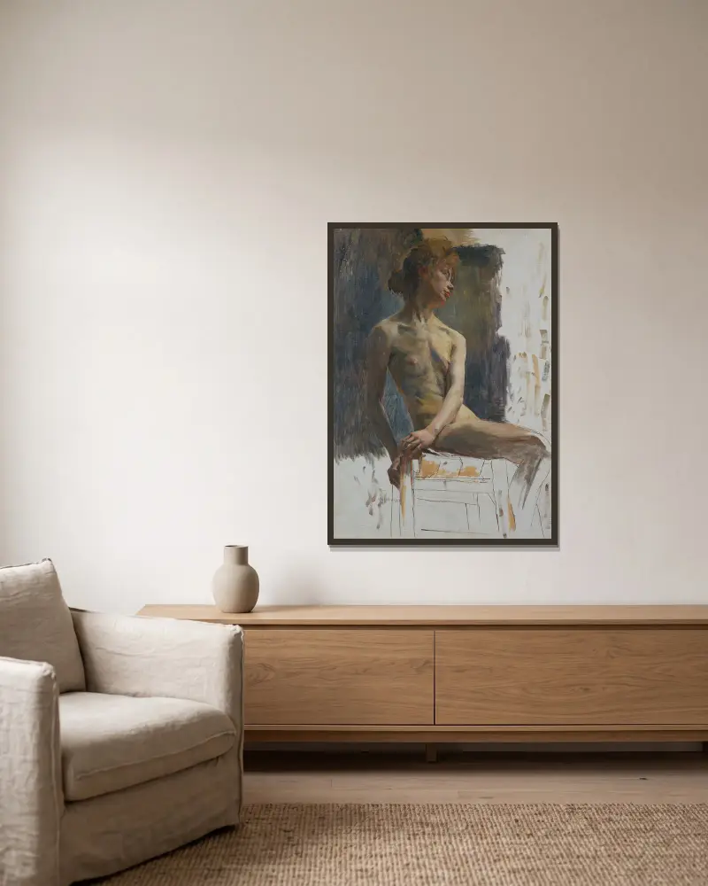 Studie av en modell av Carl Wilhelmson inramad på en vägg