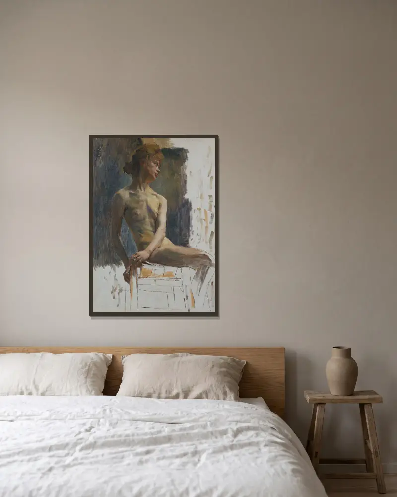 Studie av en modell av Carl Wilhelmson inramad på en vägg