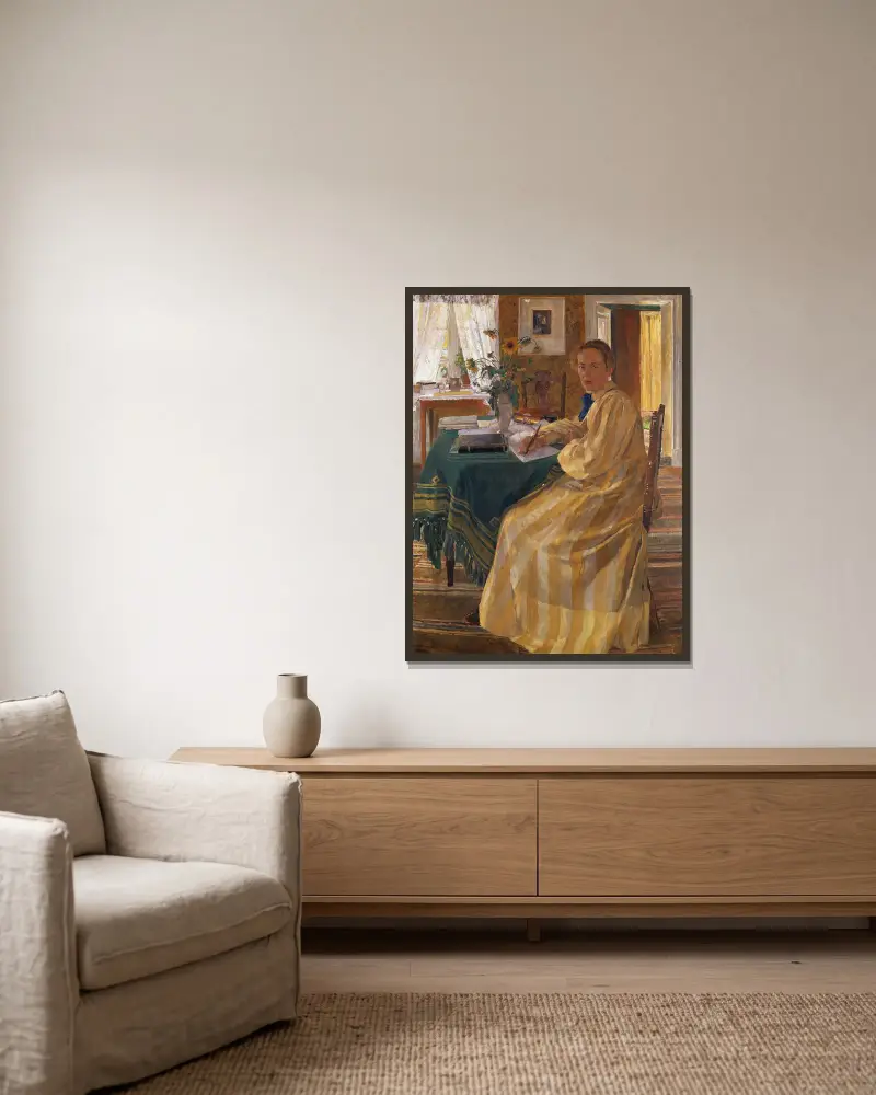 Konstnärens syster av Carl Wilhelmson inramad på en vägg