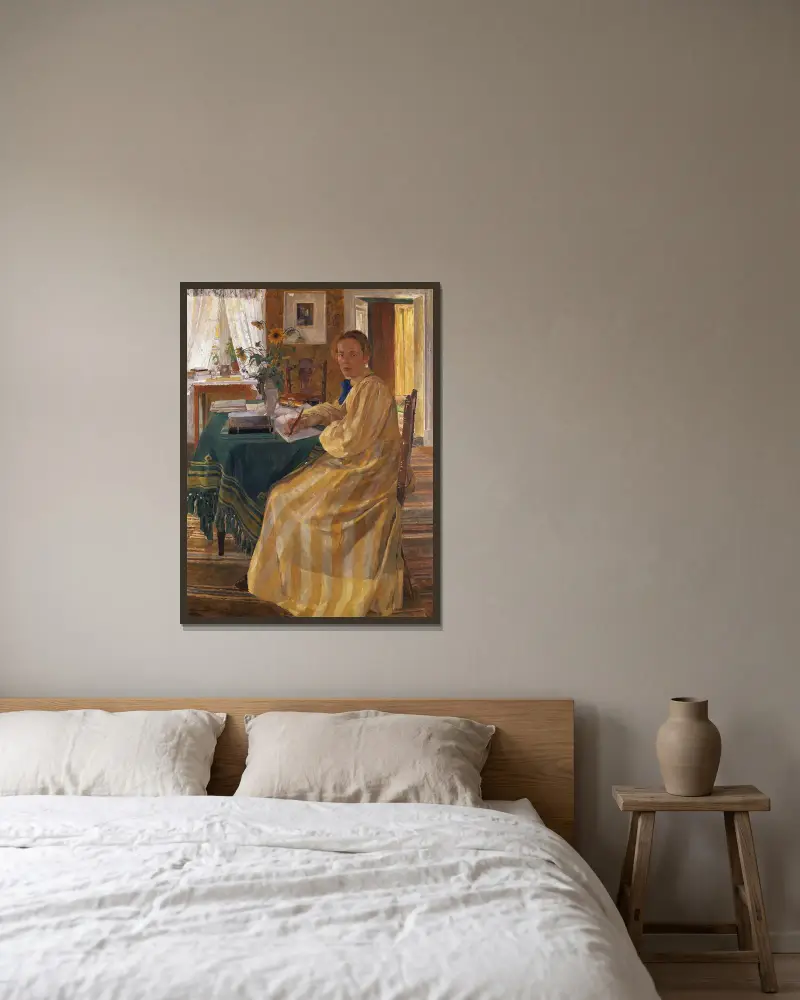 Konstnärens syster av Carl Wilhelmson inramad på en vägg