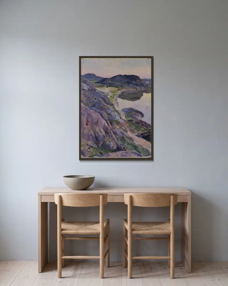Bögeviksvägen av Carl Wilhelmson inramad på en vägg