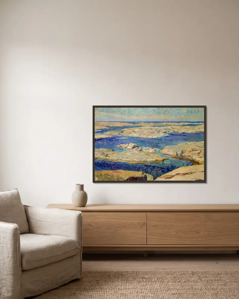 Gåsö skärgård av Carl Wilhelmson inramad på en vägg