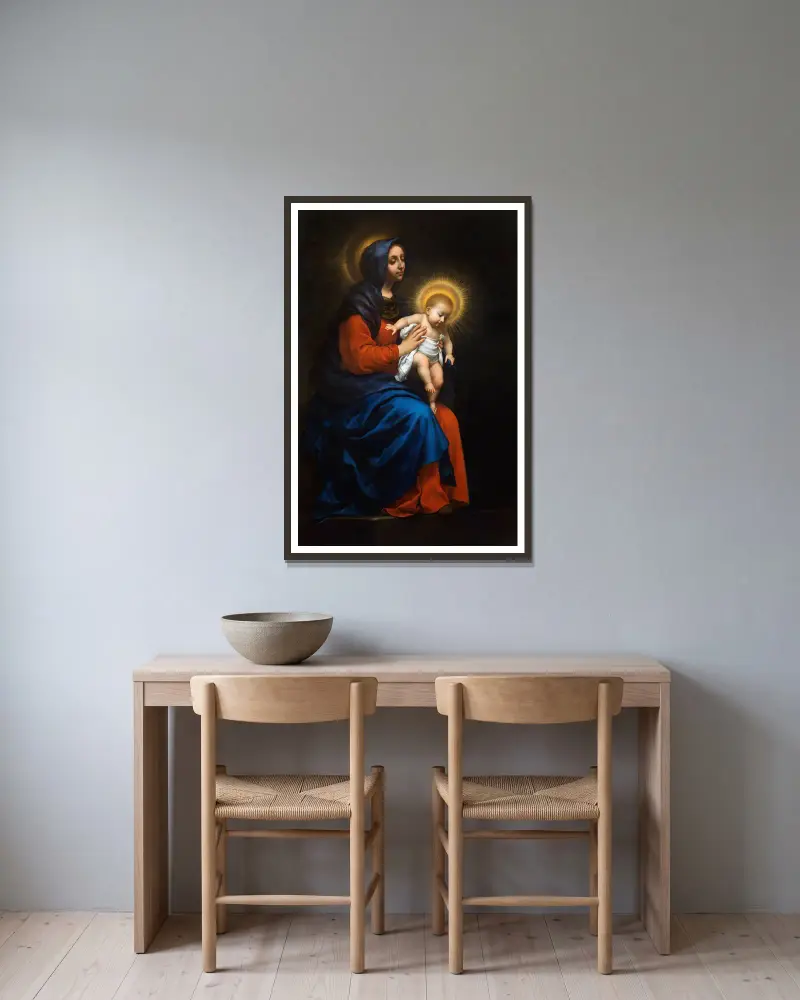 Madonna with Child av Carlo Dolci inramad på en vägg