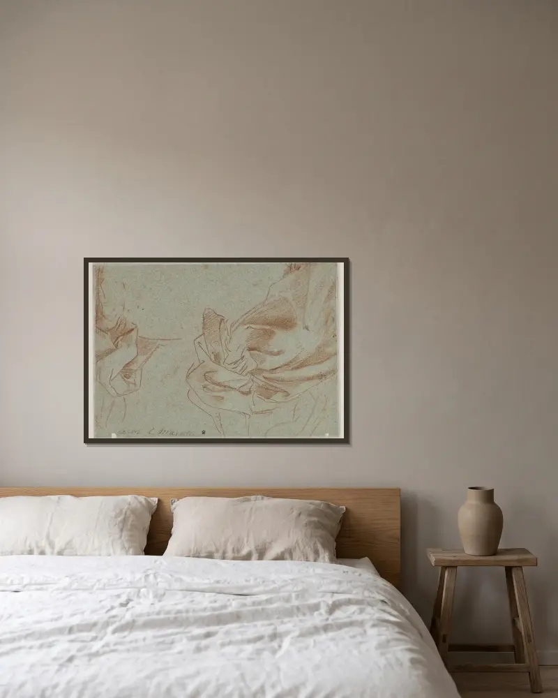 Gewandstudien von Carlo Maratti gerahmt an einer Wand