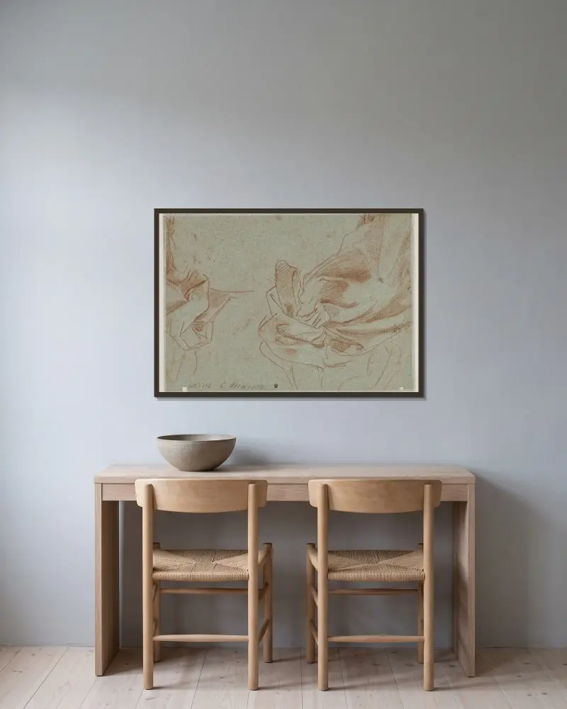 Gewandstudien von Carlo Maratti gerahmt an einer Wand