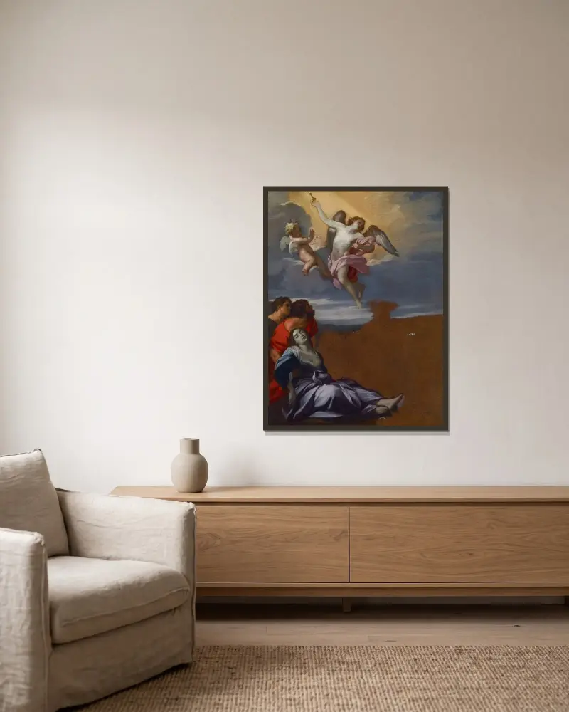 Studie für das Altarbild der heiligen Rosalia unter den Pestkranken von Carlo Maratti gerahmt an einer Wand