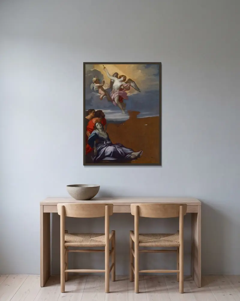 Studie für das Altarbild der heiligen Rosalia unter den Pestkranken von Carlo Maratti gerahmt an einer Wand