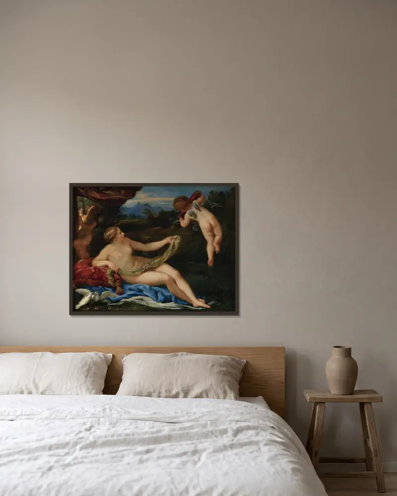 Venus och Amor av Carlo Maratti inramad på en vägg