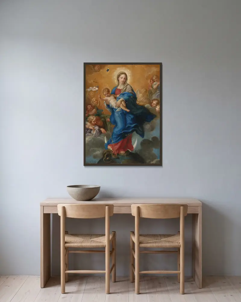 Virgin Of The Immaculate Conception av Carlo Maratti inramad på en vägg