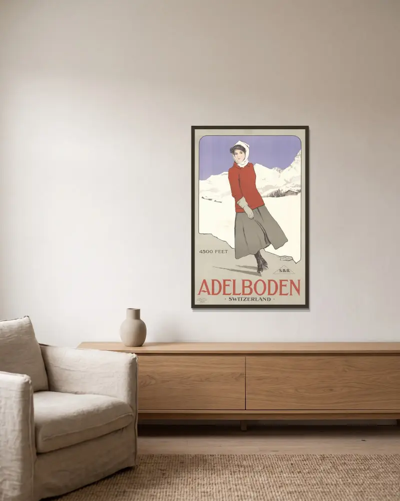 Adelboden Switzerland av Carlo Pellegrini inramad på en vägg