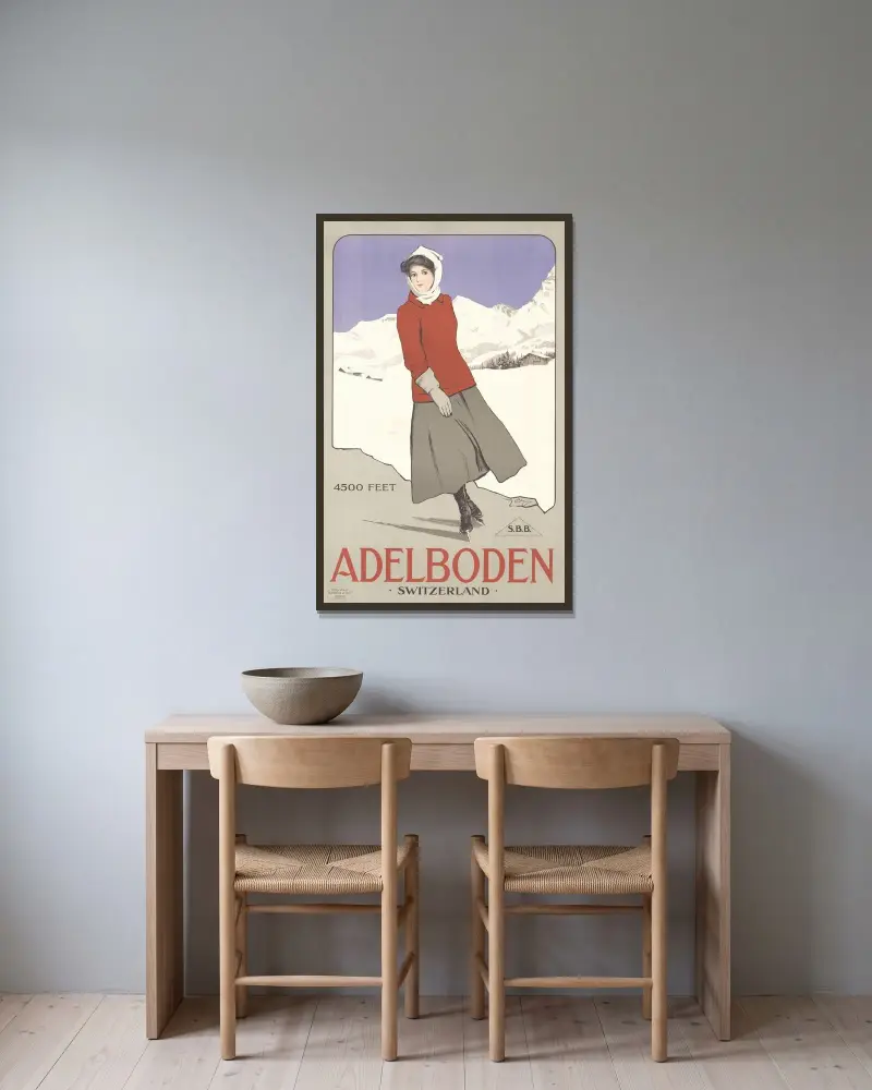 Adelboden Switzerland av Carlo Pellegrini inramad på en vägg