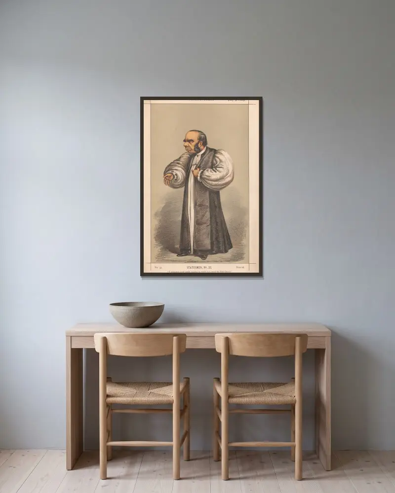 Clergy. ‘If eloquence could justify injustice he would have saved the Irish Church.’ Bishop of Petersborough. 3 July 1869 av Carlo Pellegrini inramad på en vägg