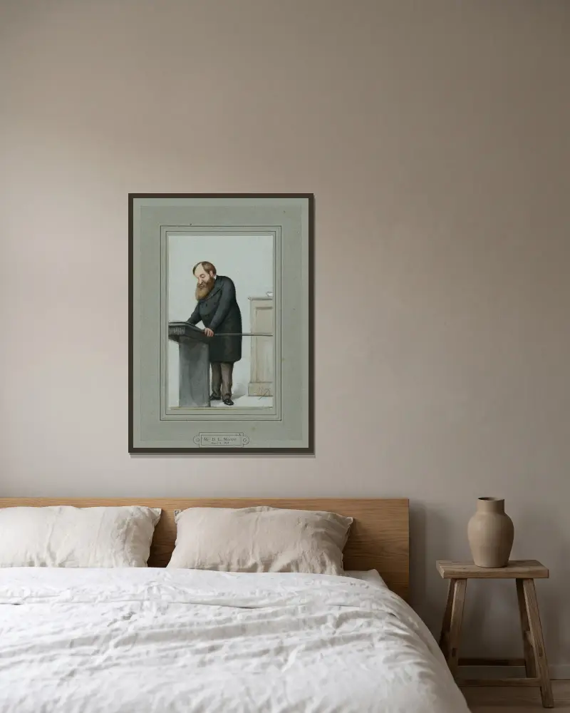 Dwight Lyman Moody av Carlo Pellegrini inramad på en vägg