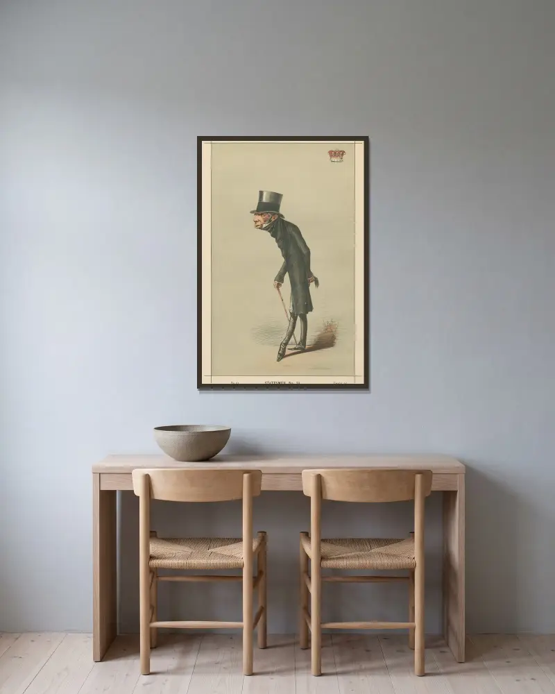 Politicians – ‘A privileged person’. Earl Grey. May 8, 1869 av Carlo Pellegrini inramad på en vägg